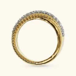 Anello a Fascia con Incrocio in Pavé di Cubic Zirconia