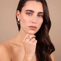 Anello a Fascia con Maglia Martellata e Pavé di Cubic Zirconia