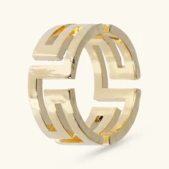 Anello a Fascia Martellato con Greca Traforata
