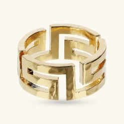 Anello a Fascia Martellato con Greca Traforata