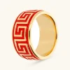 Anello a Fascia Smaltato con Greca