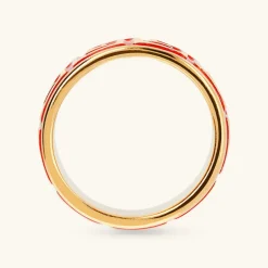 Anello a Fascia Smaltato con Greca