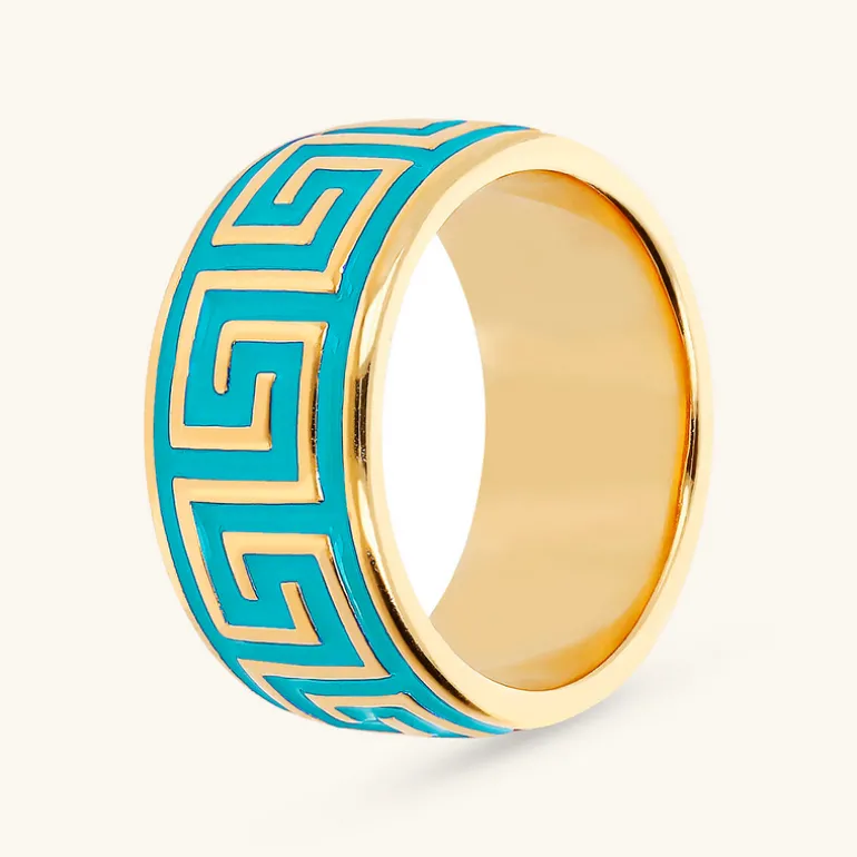 Anello a Fascia Smaltato con Greca