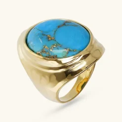 Anello Chevalier con Pietra Naturale Magnesite Ovale