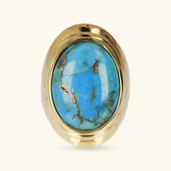 Anello Chevalier con Pietra Naturale Magnesite Ovale