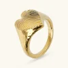 Anello Chevalier in Argento 925 Placcato Oro Giallo 18kt con Cuore Texture Rigata