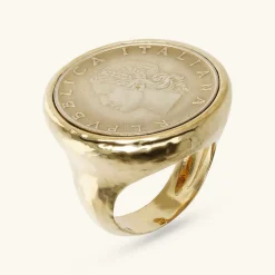 Anello Chevalier Martellato con Moneta Originale