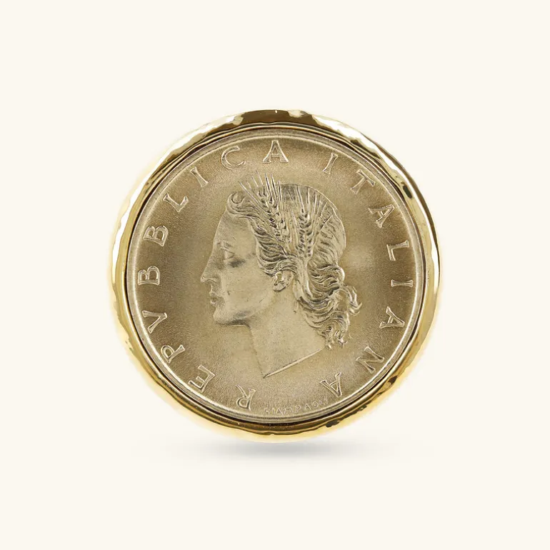 Anello Chevalier Martellato con Moneta Originale