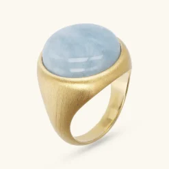Anello Chevalier Satinato con Pietra Naturale Quarzo