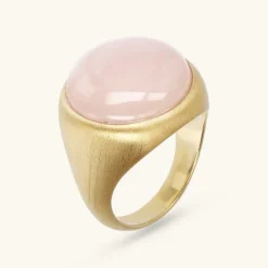 Anello Chevalier Satinato con Pietra Naturale Quarzo