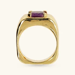 Anello Chevalier Squadrato con Pietra Naturale