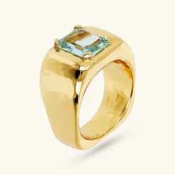 Anello Chevalier Squadrato con Pietra Naturale