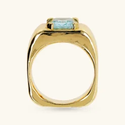 Anello Chevalier Squadrato con Pietra Naturale