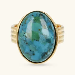 Anello Cocktail con Pietra Naturale Turchese
