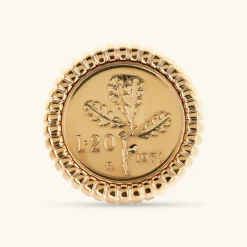 Anello Cocktail Texture Rigata con Moneta