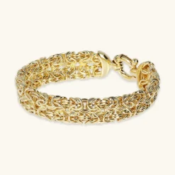Bracciale a Fascia Doppia Catena Bizantina