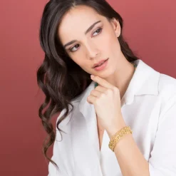 Bracciale a Fascia Doppia Catena Bizantina