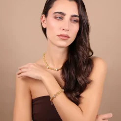 Bracciale Catena Bizantina con Rondelle in Pavé di Cubic Zirconia
