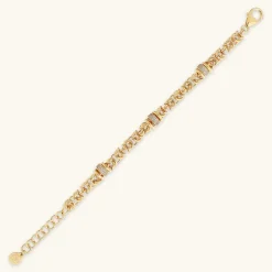 Bracciale Catena Bizantina con Rondelle in Pavé di Cubic Zirconia