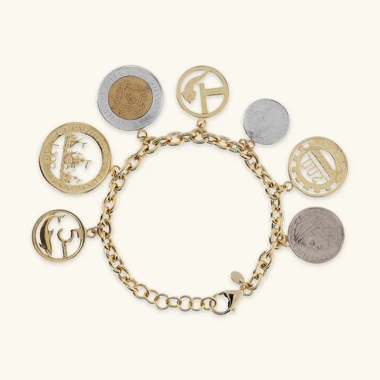 Bracciale Catena Rolo con Charms Monete