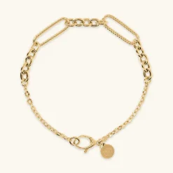 Bracciale Catena Rolo con Station di Maglie Alternate