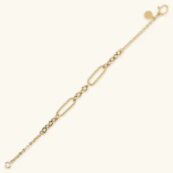 Bracciale Catena Rolo con Station di Maglie Alternate
