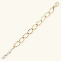 Bracciale Catena Sottile Ovale Allungata Martellata