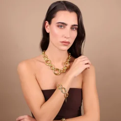 Bracciale con Maxi Maglie Ovali Texture Rigata