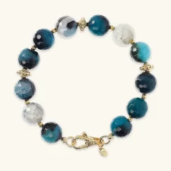 Bracciale con Pietra Naturale Agata Colorata ed Elementi Golden