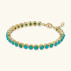 Bracciale con Pietra Naturale Turchese Tonda