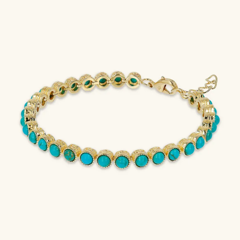Bracciale con Pietra Naturale Turchese Tonda