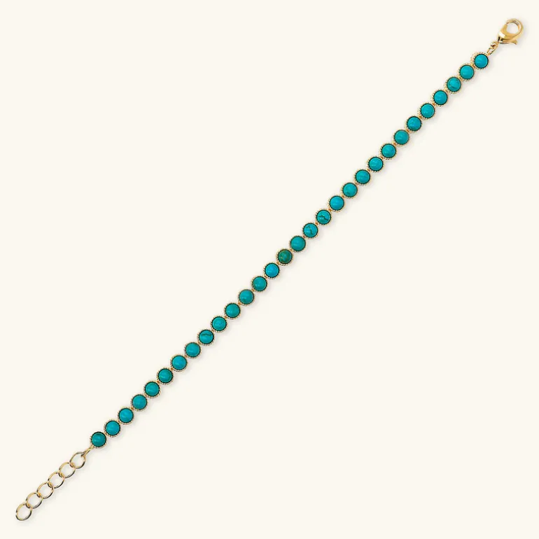 Bracciale con Pietra Naturale Turchese Tonda