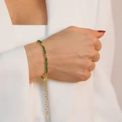 Bracciale con Sfere Golden e Pietra Naturale Quarzite