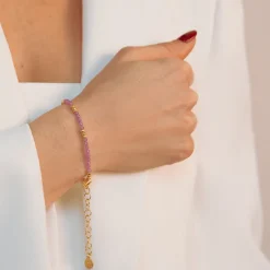 Bracciale con Sfere Golden e Pietra Naturale Quarzite