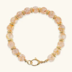 Bracciale con Sfere in Pietra Naturale Sfaccettata e Rondelle Martellate