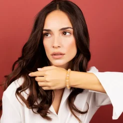 Bracciale con Sfere in Pietra Naturale Sfaccettata e Rondelle Martellate