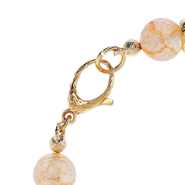 Bracciale con Sfere in Pietra Naturale Sfaccettata e Rondelle Martellate