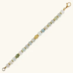Bracciale con Sfere in Pietra Naturale Sfaccettata e Rondelle Martellate
