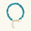 Bracciale in Argento 925 placcato Oro Giallo 18Kt con Pietre Naturali di Turchese