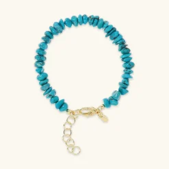 Bracciale in Argento 925 placcato Oro Giallo 18Kt con Pietre Naturali di Turchese