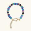 Bracciale in Argento 925 placcato Oro Giallo 18Kt con Rondelle Lavorate e Pietre Naturali