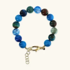 Bracciale in Argento 925 placcato Oro Giallo 18Kt con Pietra Naturale Agata Sfaccettata