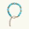 Bracciale in Argento 925 placcato Oro Giallo 18Kt con Rondelle Lavorate e Pietre Naturali Taglio Barilotto