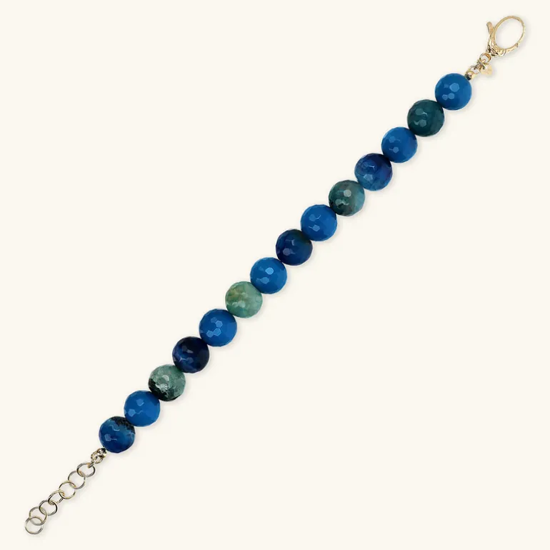 Bracciale in Argento 925 placcato Oro Giallo 18Kt con Pietra Naturale Agata Sfaccettata