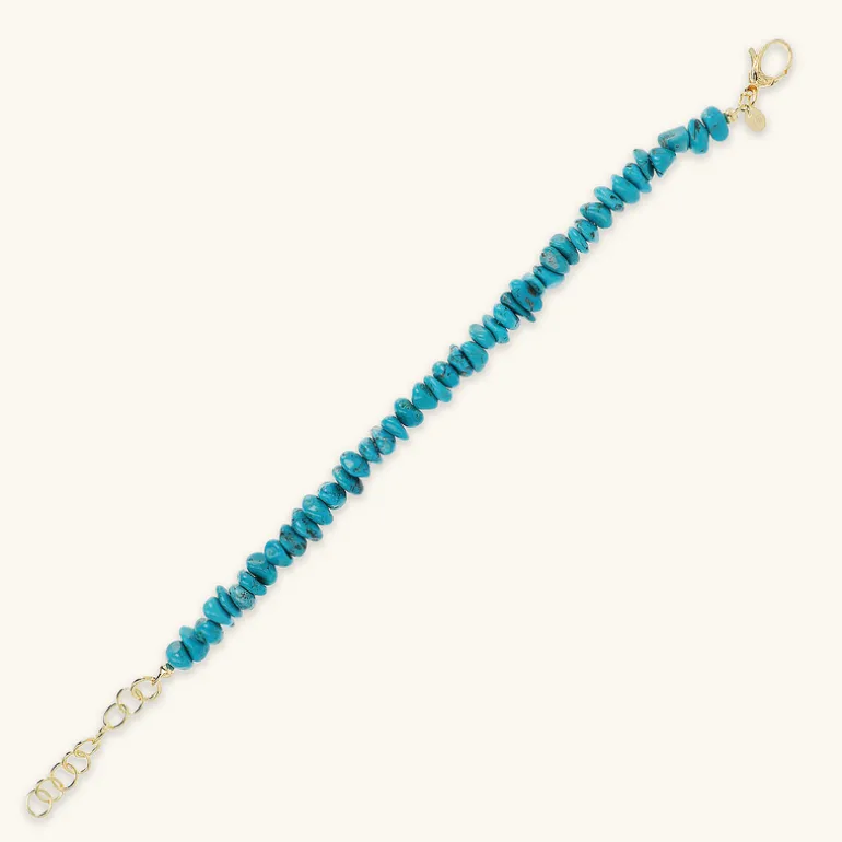 Bracciale in Argento 925 placcato Oro Giallo 18Kt con Pietre Naturali di Turchese