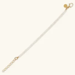Bracciale in Argento 925 Placcato Oro Giallo 18kt con Rondelle in Perla Bianca d'Acqua Dolce Ø 3/3.5 mm