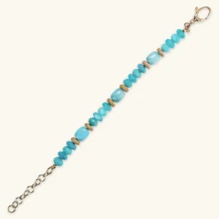 Bracciale in Argento 925 placcato Oro Giallo 18Kt con Rondelle Lavorate e Pietre Naturali Taglio Barilotto