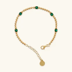 Bracciale in Argento 925 Placcato Oro Giallo 18kt con Piccole Sfere e Punti Luce in Cubic Zirconia