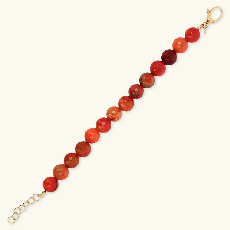 Bracciale in Argento 925 placcato Oro Giallo 18Kt con Pietra Naturale Agata Sfaccettata