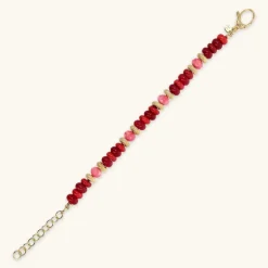 Bracciale in Argento 925 placcato Oro Giallo 18Kt con Rondelle Lavorate e Pietre Naturali